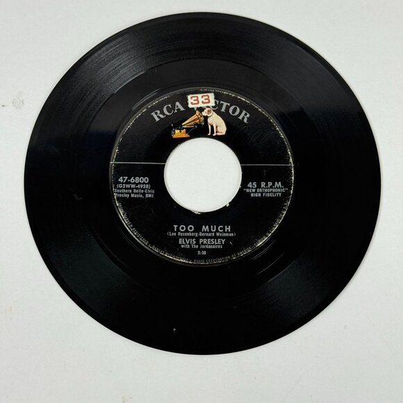 Vintage Elvis Presley 45 RPM Lot Hound Dog & Too Much RCA Victor Singles 1950s R - Picture 5 of 6